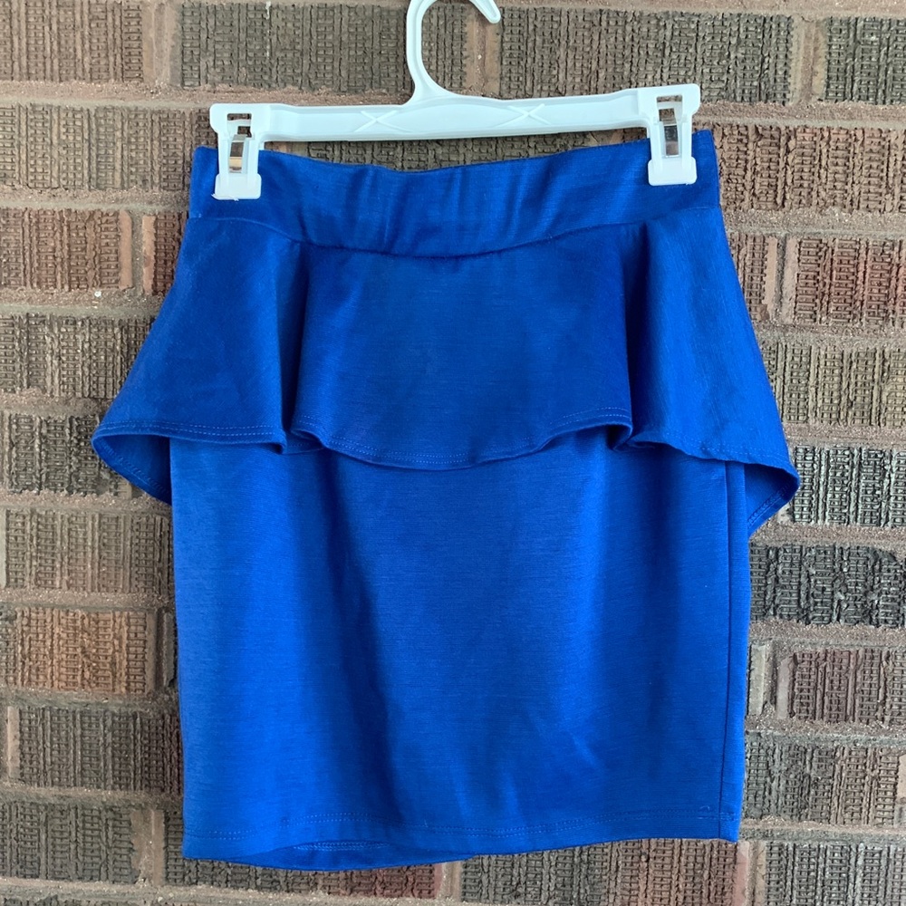 Royal Blue Peplum Mini Skirt - Women's Modern Style